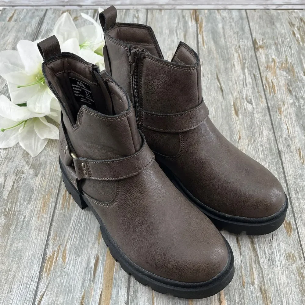 Justice Girls Moto Ankle Boots Shoes Size 3